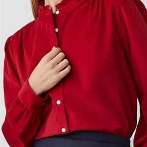 Ann Taylor Rich Red Corduroy Blouse